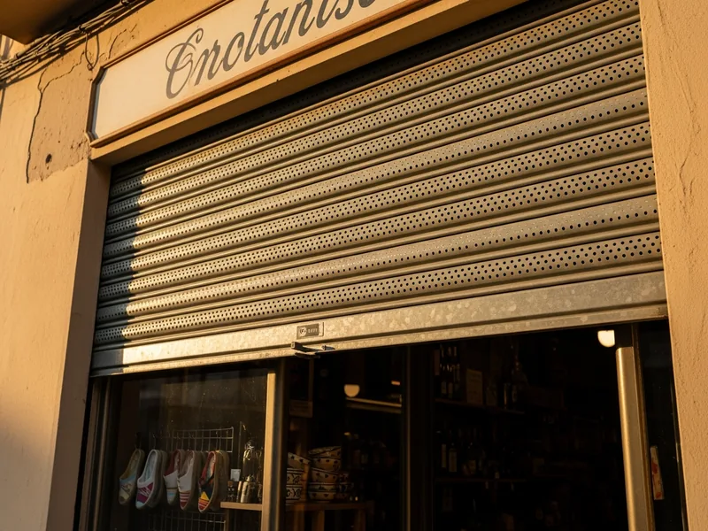 Persiana metalica microperforada en comercio de Sant Andreu de la Barca